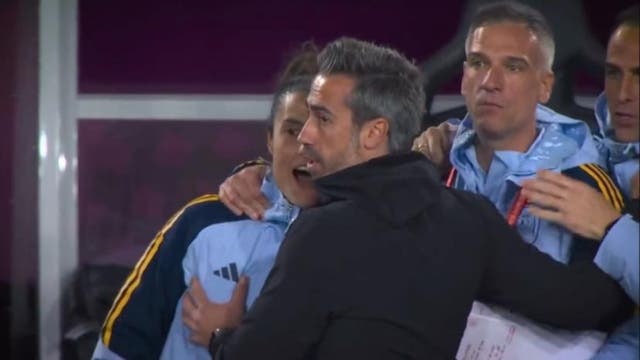 <p>Jorge Vilda appeared to grab the breast of one of Spain’s female coaches</p>
